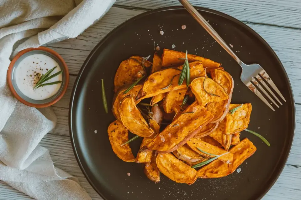 A small bowl of cooked, cubed sweet potato prepared as a dog treat