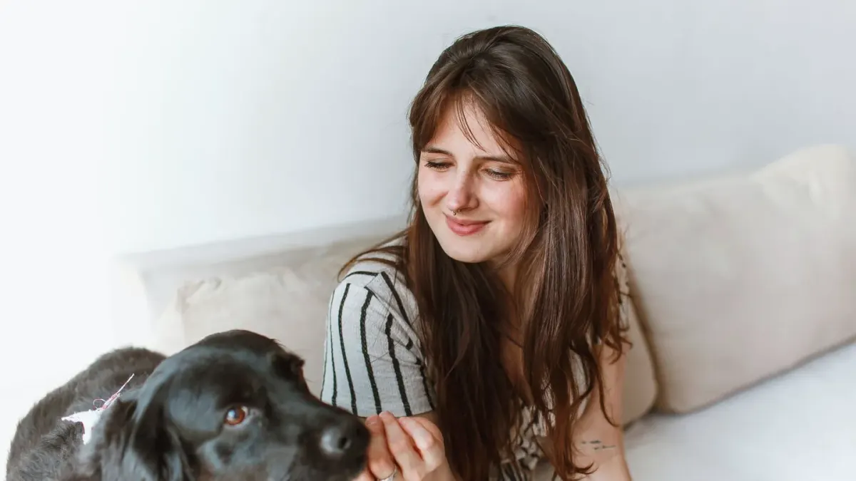 Dog with an owner at home